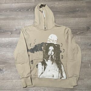 Beige Graphic Hoodie for Men